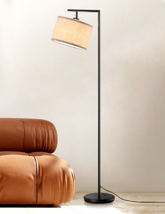 Lámpara de Pie Minimalista con Pantalla de Lino Beige E27