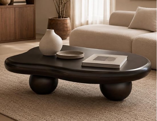 Mesa de centro en forma de nube con 3 patas esféricas